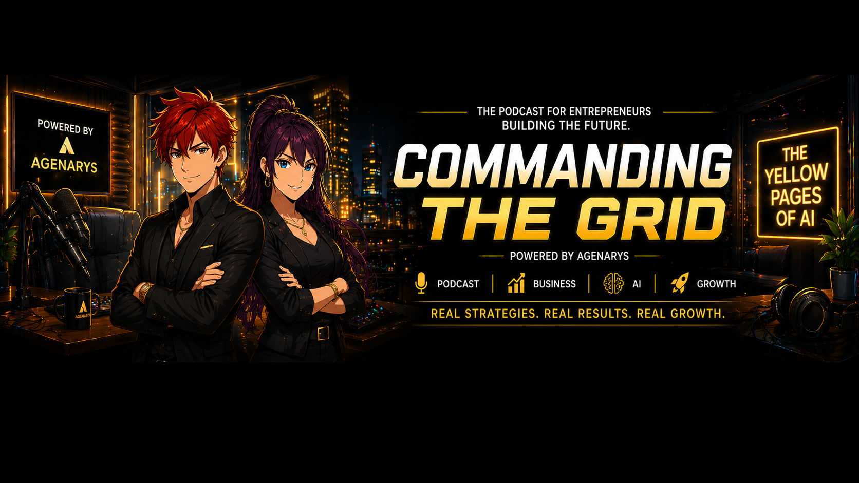 Commanding the Grid podcast banner with Raven and Amara